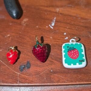 Charming Strawberry Charm Set - Red and Gold
